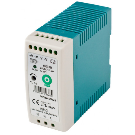 MDIN40W24 din-railvoeding - 24 volt - 1,7 ampère - 40 watt
