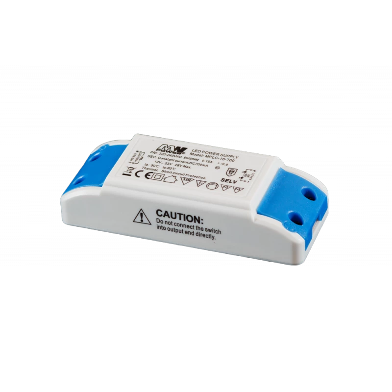 MPLC-16-700 stroomgestuurde ledvoeding - 700 milliampère - 12 tot 23 volt - 16 watt - WBNet