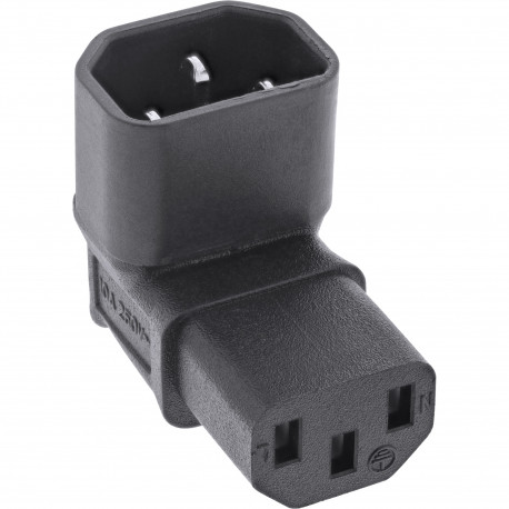 16723F haakse C14-naar-C13-adapter - zwart