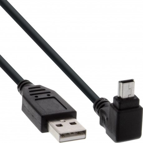 34103 USB-Type-A-naar-USB-Mini-B-kabel met haakse stekker - 0,3 meter - USB 2.0 - zwart