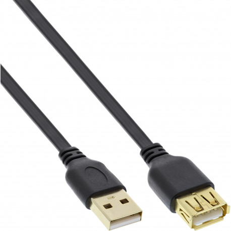34650F Flat USB Type-A Extension Cable - 0.5 Metre - USB 2.0 - Black