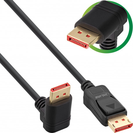 17152U DisplayPort Cable with Angled Plug - 2 Metre - DisplayPort 1.4 - Black
