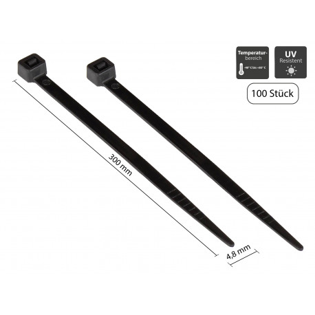 KAB-30S48 kabelbinders - 300x4,8 mm - zwart - 100 stuks