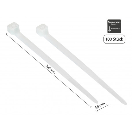 KAB-20T48 kabelbinders - 200x4,8 mm - transparant - 100 stuks