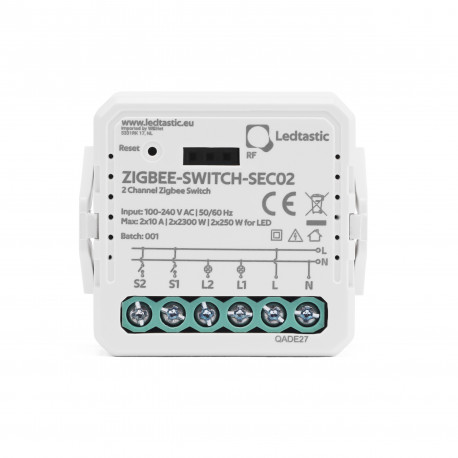 ZIGBEE-SWITCH-SEC02 dubbele schakelaar - Zigbee 3.0